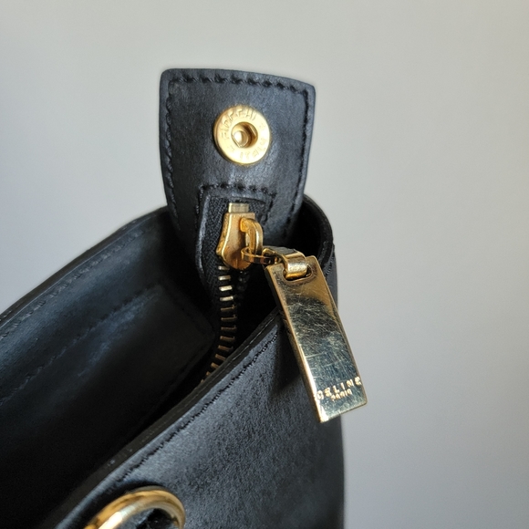 Celine Black Leather Bag - Céline Handbag w/ D-rings - Picture 8 of 12